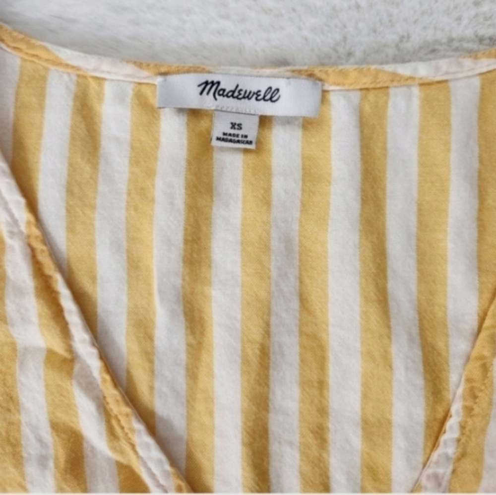 Madewell Striped Yellow Tie-Front Top - Picture 3 of 8